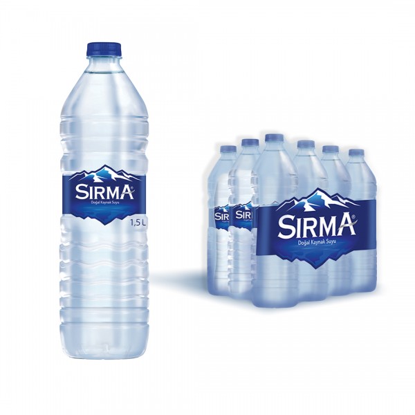 Sırma 1,5 litre PET su şişesi ve paketi